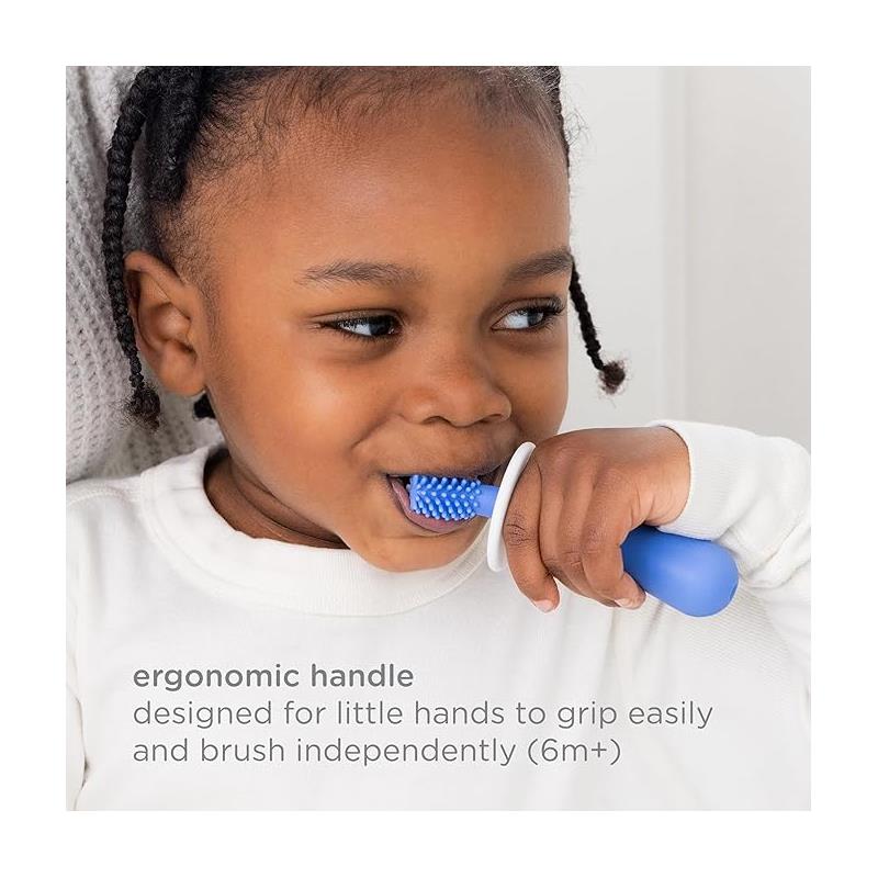 Ubbi - 360° Baby Training Toothbrush with Safety Shield and Cover, Polaris Blue Image 3