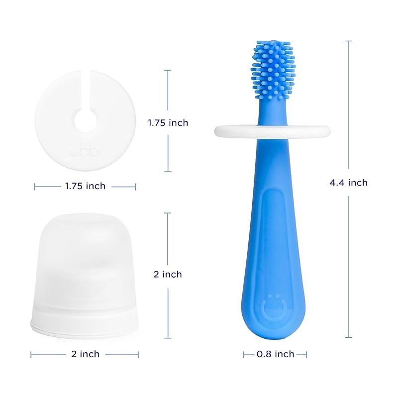 Ubbi - 360° Baby Training Toothbrush with Safety Shield and Cover, Polaris Blue Image 5