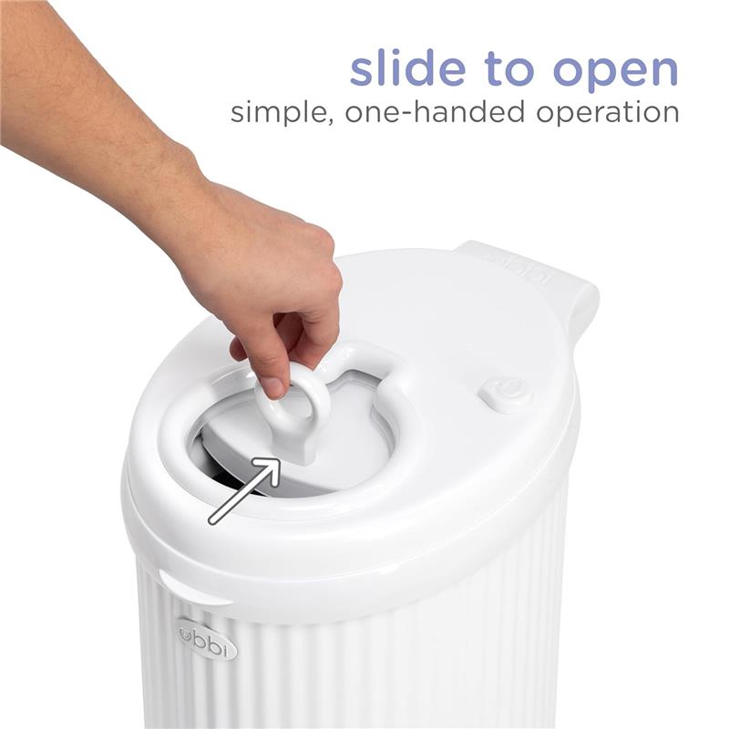 Ubbi Fluted Stainless Steel Diaper Pail, White Image 6