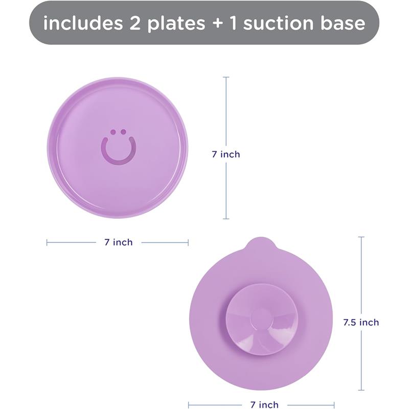 Ubbi - Plate Set with Interchangeable Suction Base for Babies and Toddlers, 2 Pack, Smoothie Purple Image 3