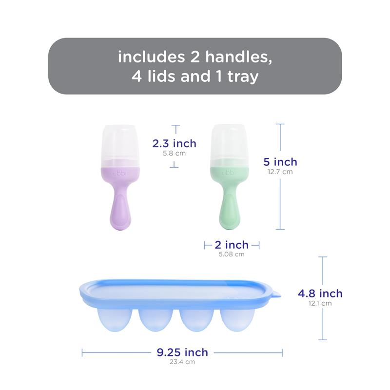 Ubbi - Smoothie Purple & Sugar Snap Green Feeder & Freezer Tray Set Image 2