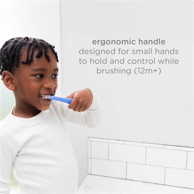 Ubbi - Toddler Training Toothbrush Set, Soft Bristled & Gentle, Green Zest & Smoothie Purple Image 4