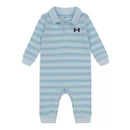 Under Armour - Baby Boy Stripe Polo Coverall, Blue Calm Image 1