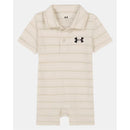 Under Armour - Baby Short Sleeve Stripe Polo Shortall Comb Cotton, Stone Image 1