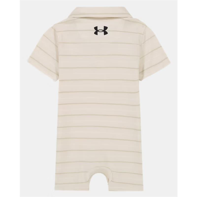 Under Armour - Baby Short Sleeve Stripe Polo Shortall Comb Cotton, Stone Image 2