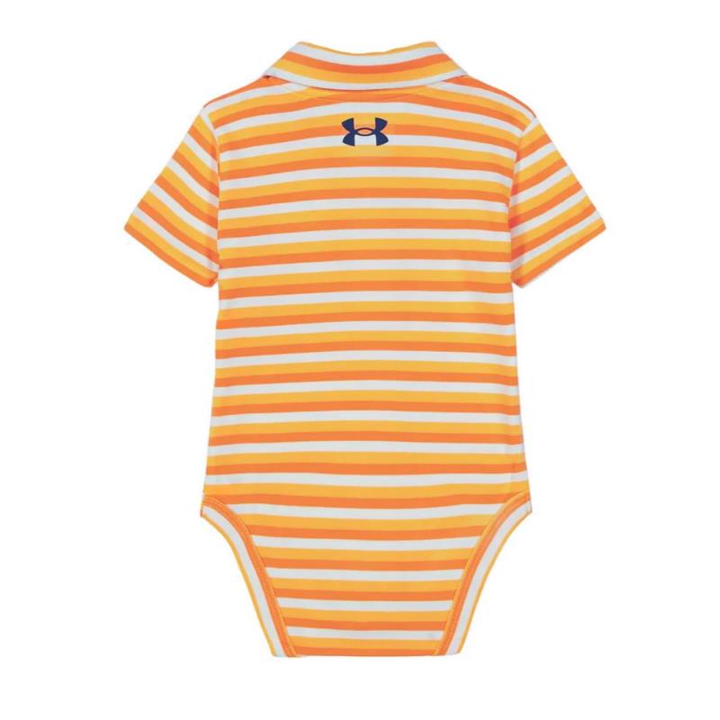 Under Armour Kids - Boy Short Sleeve Stripe Polo Bodysuit, Orange Shock Image 2