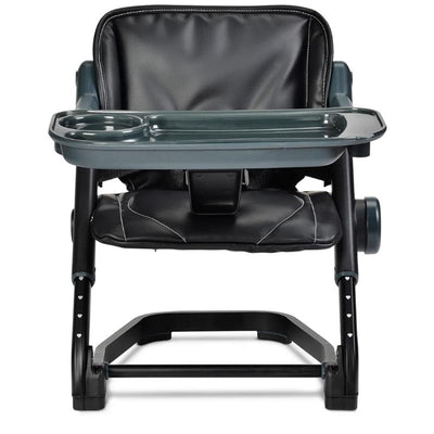 3-in-1 dining booster seat in Bubble Black with adjustable tray and plush black seat, designed for infants and toddlers.