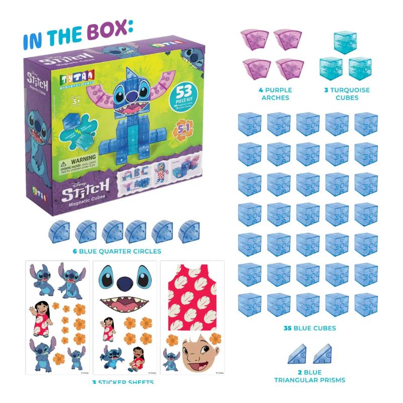 United Pacific Designs Tytan Disney Stitch 53 Piece Cube Magnetic Tile Kit Image 3