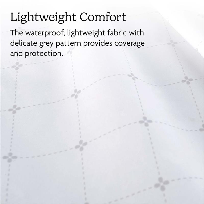 Waterproof UPPAbaby mattress cover with a delicate grey floral pattern, designed for Remi V2 Playard, offering protection.