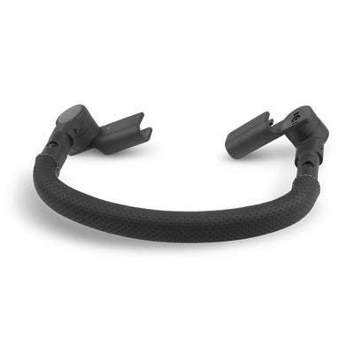 Bumper bar for Uppababy Minu Duo stroller in black, featuring a curved design with textured grip and attachment points.