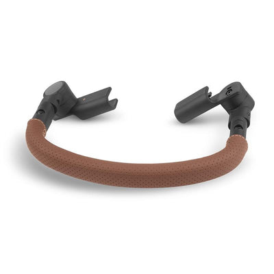 Bumper bar for Uppababy Minu Duo stroller in saddle color, featuring a textured brown grip with black connectors.