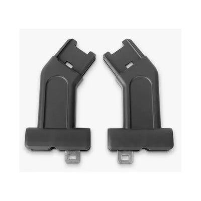 Car seat adapters for Uppababy Ridge compatible with Mesa, Mesa V2, Mesa Max, and bassinet, featuring a sleek black design.