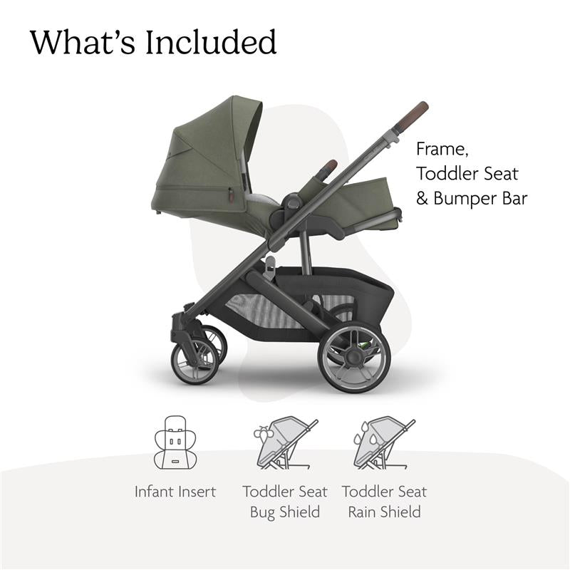 Uppababy - Cruz V3 Stroller, Evelyn (Meadow Green/Graphite Frame/Chestnut Leather) Image 2