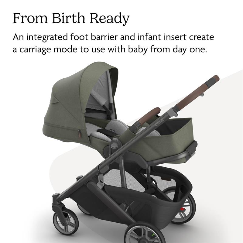Uppababy - Cruz V3 Stroller, Evelyn (Meadow Green/Graphite Frame/Chestnut Leather) Image 4