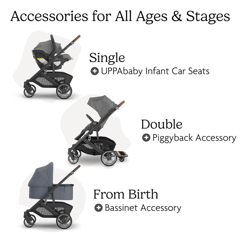 Uppababy - Cruz V3 Stroller, Julian (Dusty Blue Mélange/Carbon Frame/Chestnut Leather) Image 6