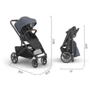 Uppababy - Cruz V3 Stroller, Julian (Dusty Blue Mélange/Carbon Frame/Chestnut Leather) Image 7