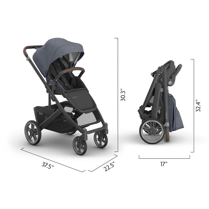 Uppababy - Cruz V3 Stroller, Julian (Dusty Blue Mélange/Carbon Frame/Chestnut Leather) Image 7