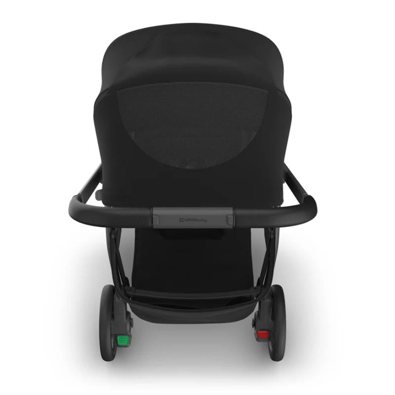 Uppababy Kona Stroller in James Black, featuring a sleek design, adjustable canopy, and compact folding mechanism.