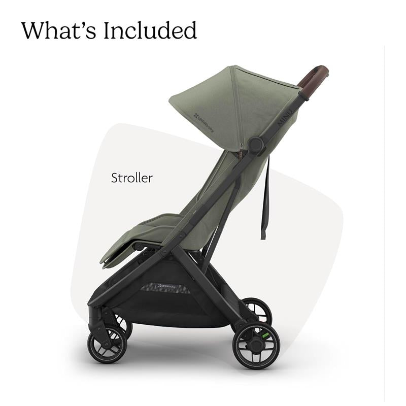 Uppababy Minu V3 Compact Stroller, Evelyn, Meadow Green | Carbon Frame | Chestnut Leather Image 5