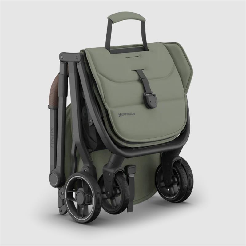 Uppababy Minu V3 Compact Stroller, Evelyn, Meadow Green | Carbon Frame | Chestnut Leather Image 9