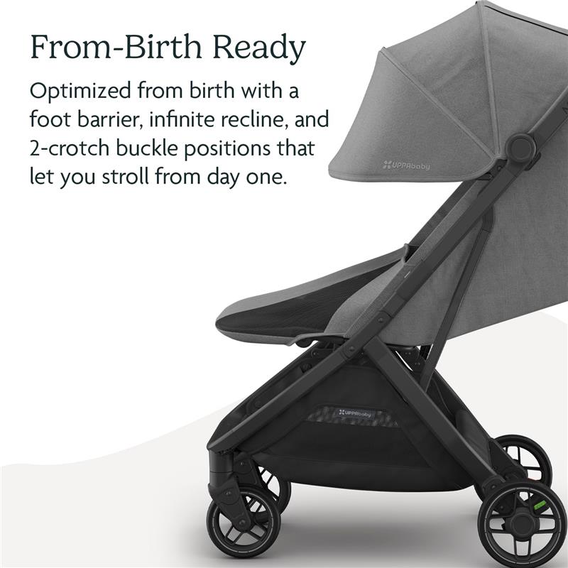 Uppababy Minu V3 Compact Stroller, Greyson (Charcoal Mélange/Carbon Frame/Saddle Leather) Image 3