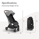 Uppababy Minu V3 Compact Stroller, Greyson (Charcoal Mélange/Carbon Frame/Saddle Leather) Image 6