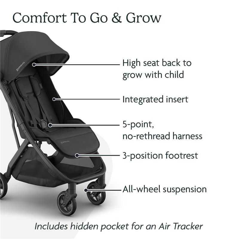 Uppababy Minu V3 Compact Stroller, Jake (Charcoal/Carbon Frame/Black L