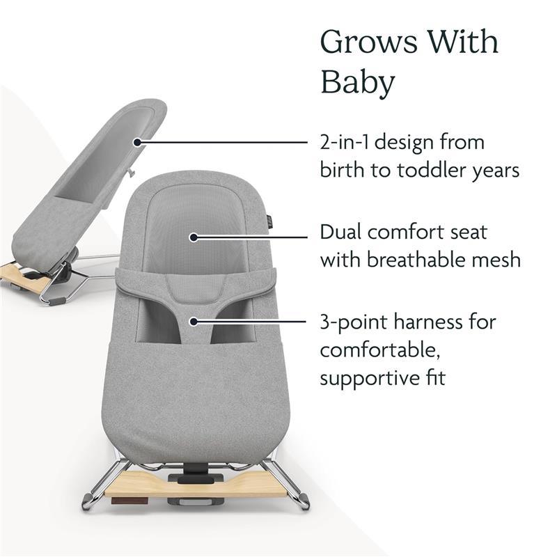 Uppababy - Mira 2-In-1 Bouncer And Seat, Charlie - Sand Mélange | Silver Frame | Birch Wood Image 6