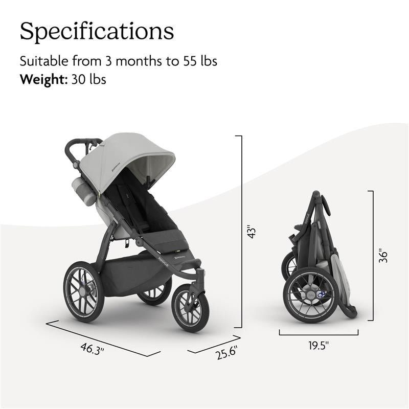 UPPAbaby Ridge V2 Jogging Stroller, Savannah (Pearl Grey