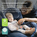 UPPAbaby Rove Convertible Car Seat in Cody color with a baby sitting inside, featuring a harness system and soft fabric.
