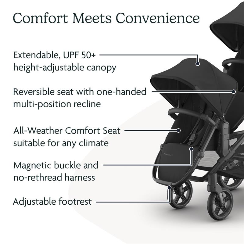 Uppababy - Rumbleseat V3 Second Lower Seat, Jake (Charcoal/Carbon Frame/Black Leather) Image 2
