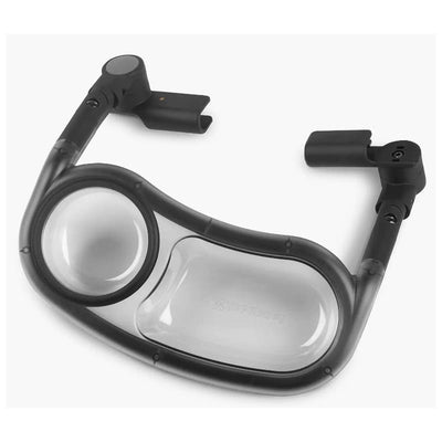 Snack tray for Uppababy Minu Duo with a cup holder and spacious flat area, designed for easy access to snacks.
