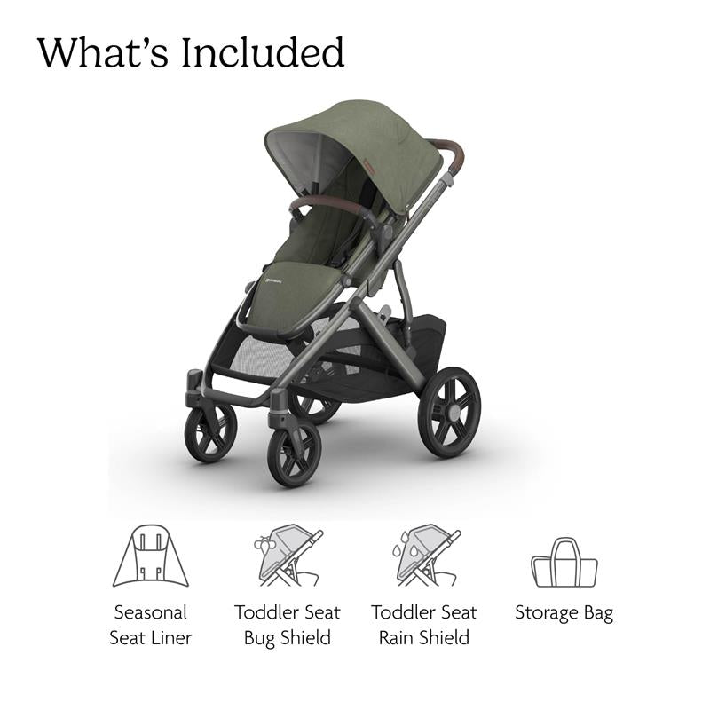Uppababy - Vista V3 Stroller, Evelyn (Meadow Green/Graphite Frame/Chestnut Leather) Image 2