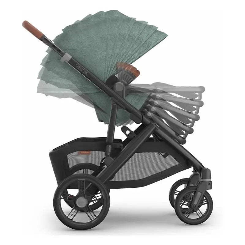 uppababy vista green 2019 Uppababy - Vista V3 Stroller, Gwen (Green Mélange/Carbon Frame/Saddle Leather)