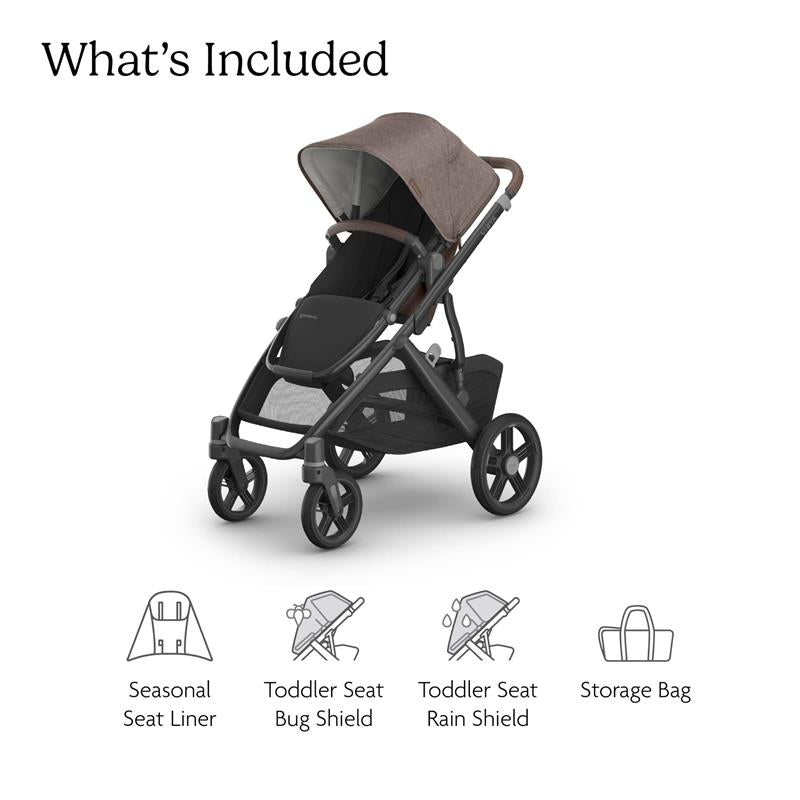 Uppababy - Vista V3 Stroller, Owen (Mocha Mélange/Carbon Frame/Chestnut Leather) Image 2