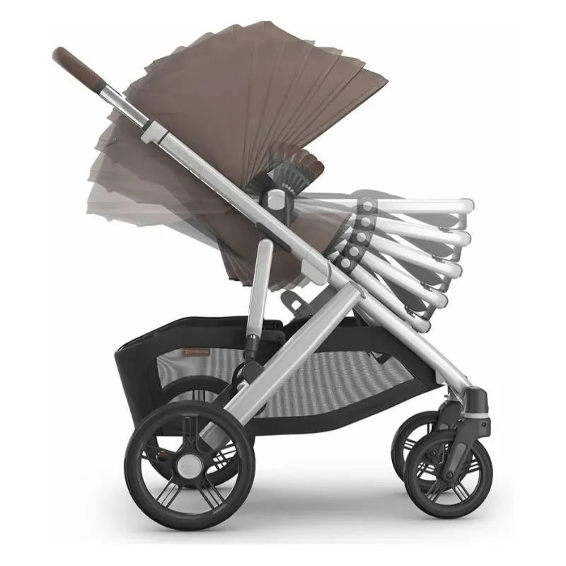 uppababy vista step Uppababy - Vista V3 Stroller, Theo (Dark Taupe/Silver Frame/Chestnut Leather)