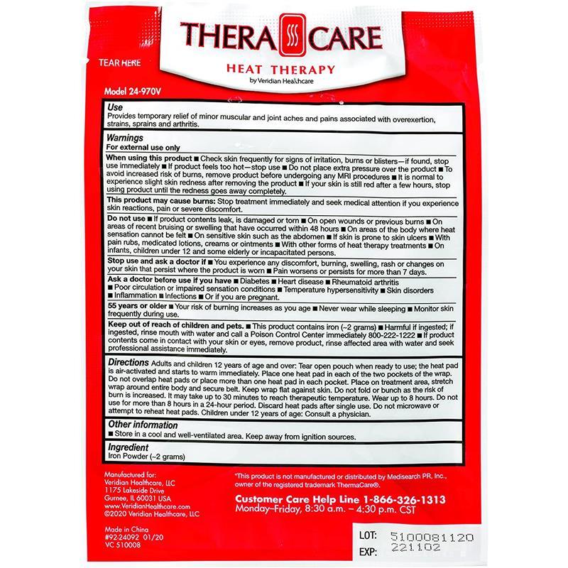 Veridian - 2Pk Theracare Heat Wraps, Back/Hips Image 5