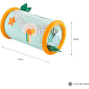 Soft cylindrical toy featuring colorful leaves, stars, and a rainbow design, measuring 30x20 cm.