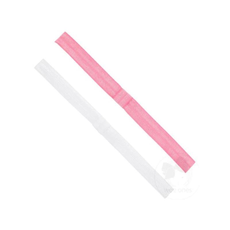 Wee Ones - 2Pk Add-A-Bow Elastic Girls Baby Bands, Hot Pink Image 1