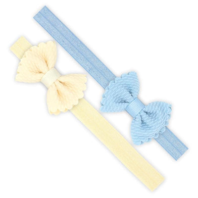Wee Ones - 2Pk Soft Textured Butterfly Hair Bows on Matching Elastic Band, Tiny Image 1