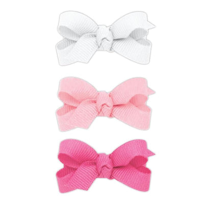 Wee Ones - 3Pk Grosgrain Bows with Knot Wrap, Pink/White Image 1