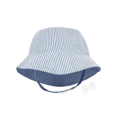 Wee Ones - Boys Reversible Seersucker Sun Hat, Blue Stripes Image 1