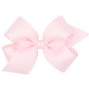 Wee Ones - Classic Grosgrain Hair Bow with Scalloped Edges, Medium, Powder Pink Image 1