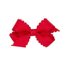 Wee Ones - Classic Grosgrain Hair Bow with Scalloped Edges, Medium, Red Image 1