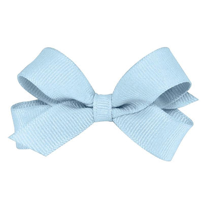 Classic grosgrain hair bow in Millennium Blue, attached to a no-slip hair clip, designed for secure styling.