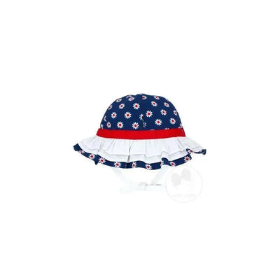 Wee Ones Girls Daisy Print Ruffle Sun Hat Image 1