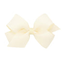 Wee Ones - Girls' Grosgrain Hair Bows with Organza Overlay on a WeeStay Clip, Medium, Off White Image 1