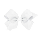 Wee Ones - Girls' Grosgrain Hair Bows with Organza Overlay on a WeeStay Clip, Medium, White Image 1