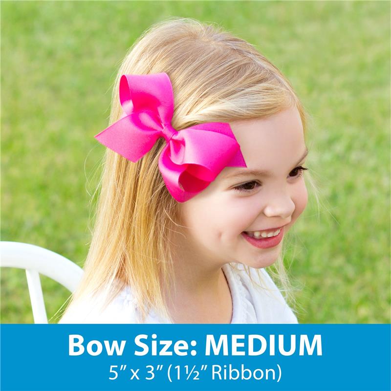 Wee Ones - Girls' Grosgrain Hair Bows with Organza Overlay on a WeeStay Clip, Medium, White Image 2