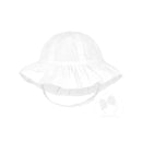 Wee ones - Girls Reversible Ruffle Brim Eyelet Sun Hat, White Image 1